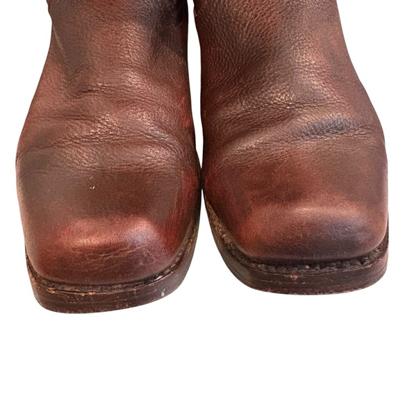 Frye Heath Outside Zip Leather Boots, Maple Brown, Sz 9 - Picture 9 of 16